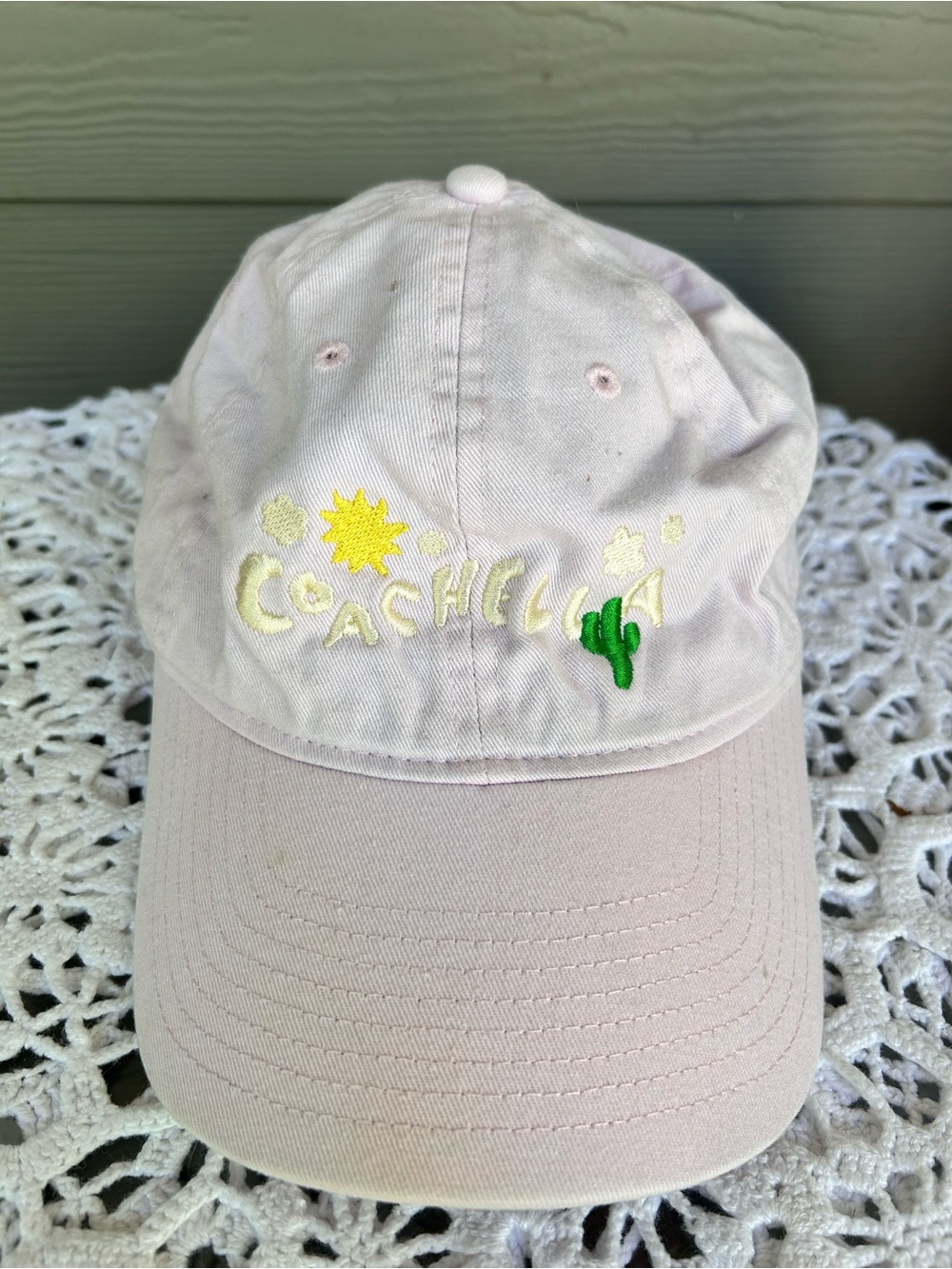 Coachella Embroidered Light Pink Baseball Cap